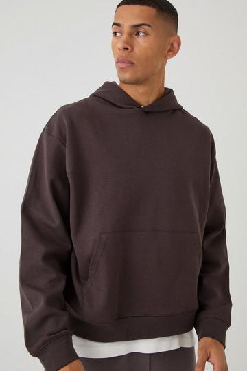 Chocolate Brown Oversized Boxy Heavyweight Interlock Hoodie