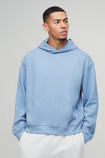 Oversized Boxy Heavyweight Interlock Hoodie dusty blue