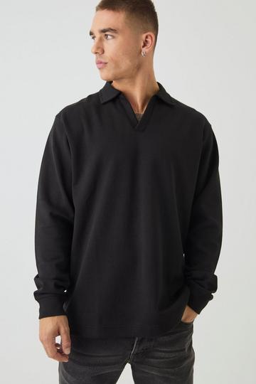 Heavyweight Interlock V Neck Sweatshirt black