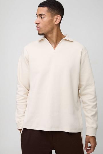 Ecru White Heavyweight Interlock V Neck Sweatshirt