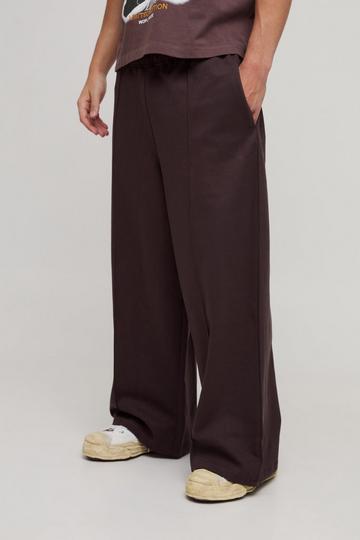 Dikke Super Clean Interlock Extreem Wide Leg Joggingbroek chocolate