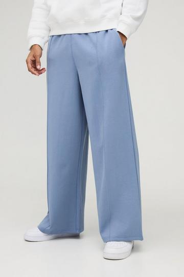 Blue Extreme Wide Leg Heavyweight Super Clean Interlock Jogger