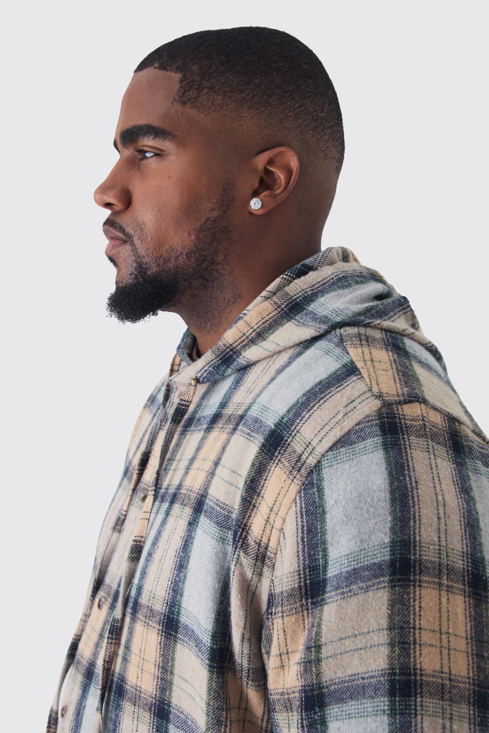 Plus Hooded Regular Fit Checked Shirt
