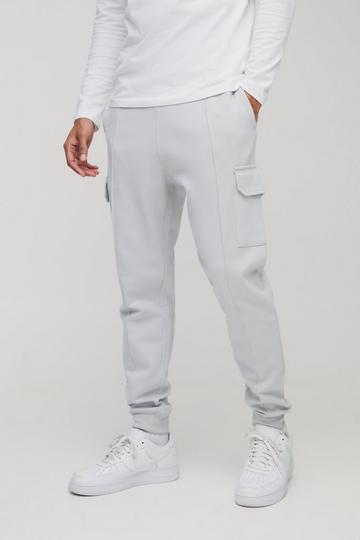 Grey Slim Fit Heavyweight Interlock Cargo Jogger