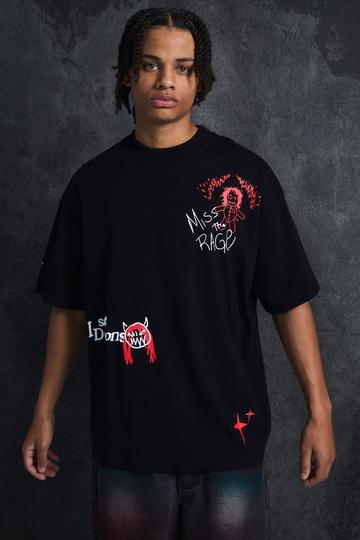 Trippie Redd Oversized Extended Neck Heavyweight Printed T-shirt black