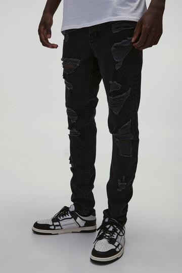 Black Skinny Stretch All Over Rip Denim Jeans