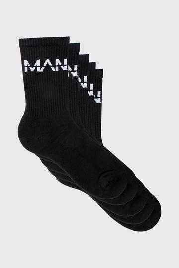 Man Dash Effen Sportsokken (5 Paar) black