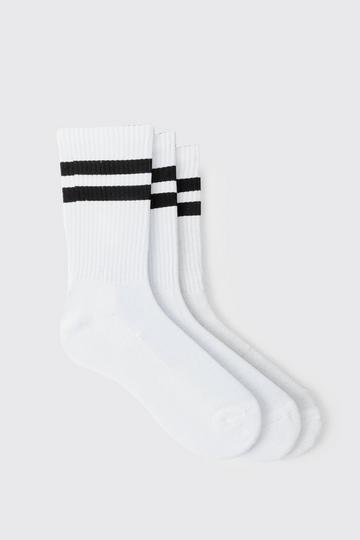 3 Pack Sport Stripe Socks white