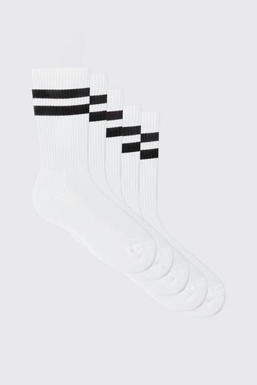 5 Pack Stripe Sport Socks white