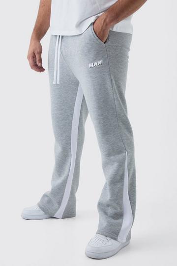 Plus Man Gusset Contrast Stitch Jogger grey marl