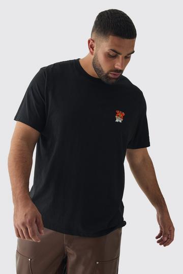 Plus Embroidered Teddy T-Shirt black