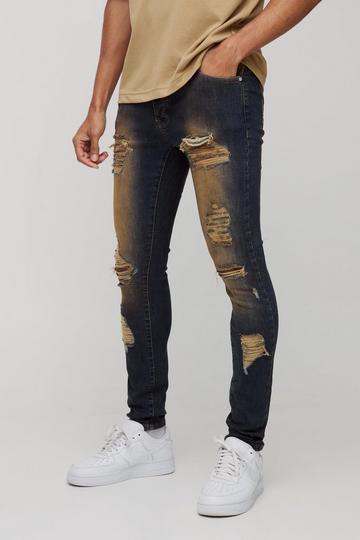 Blue Super Skinny Ripped Jeans