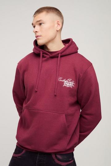 BM 3D Embroidered Hoodie burgundy