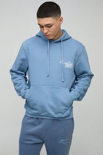 Blue BM 3D Embroidered Hoodie