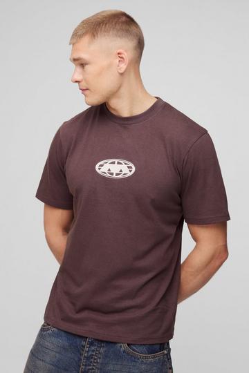 Globe Embroidered T-Shirt chocolate