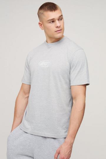 Grey Regular Fit Globe Embroidered T-Shirt