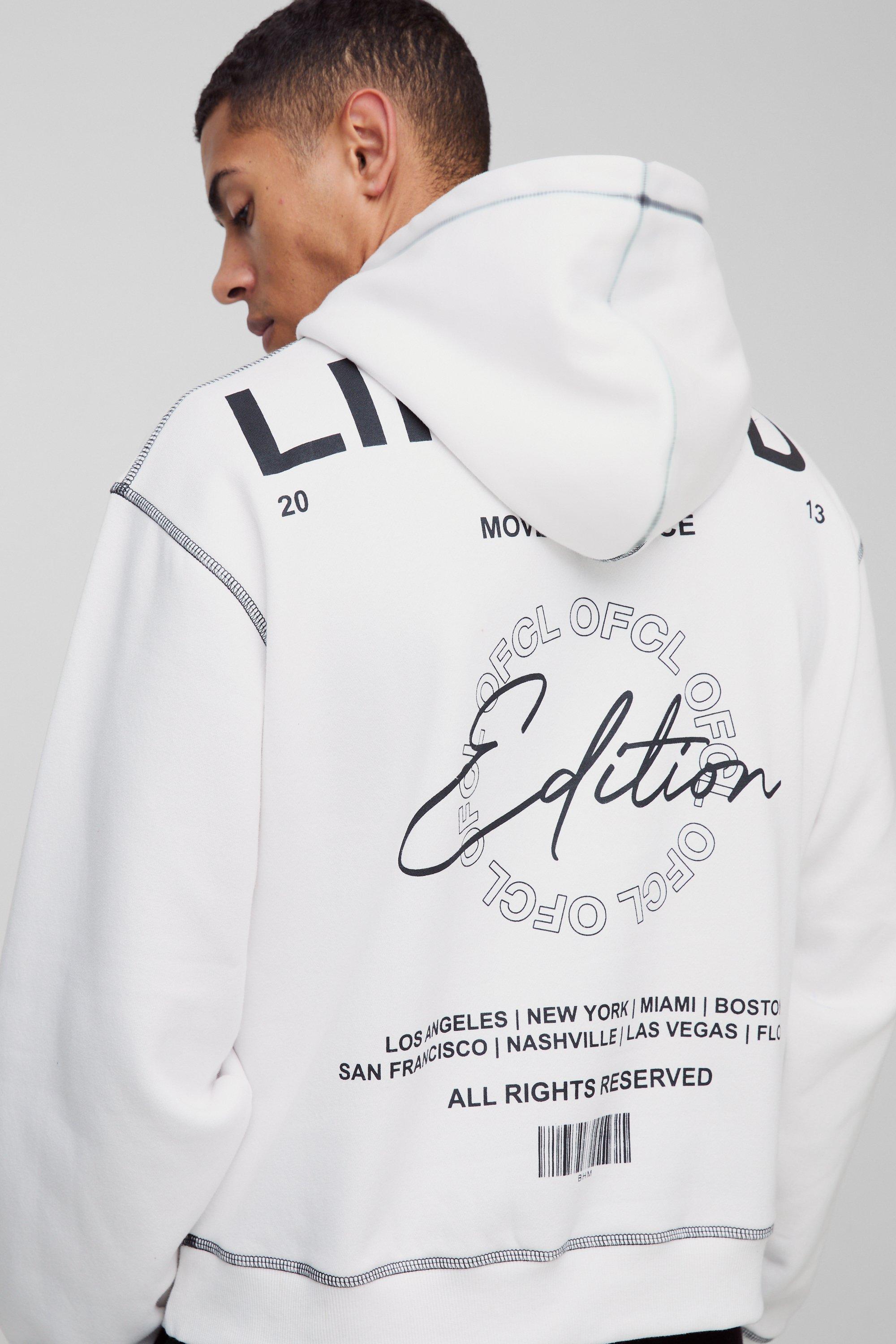Oversized Boxy Contrast Stitch WRLDWD Graphic Hoodie | boohoo