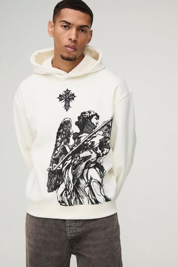 Boxy Renaissance Embroidered Hoodie ecru