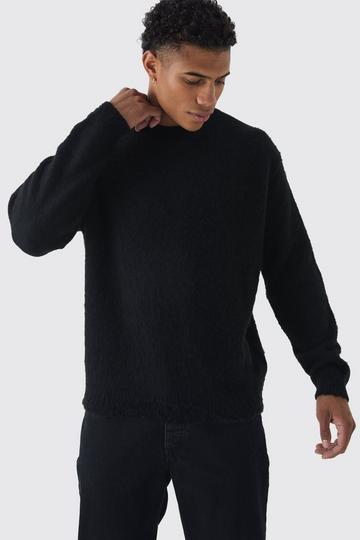 Fluffy Knit Crew Neck Oversized Jumper black