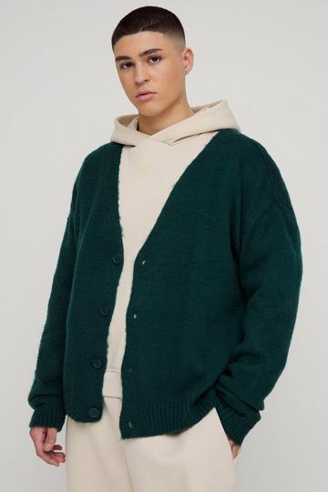 Geborstelde Boxy Cardigan Met Contrasterende Zoom green