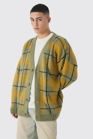 Brushed Knit Oversized Drop Shoulder Cardigan olive