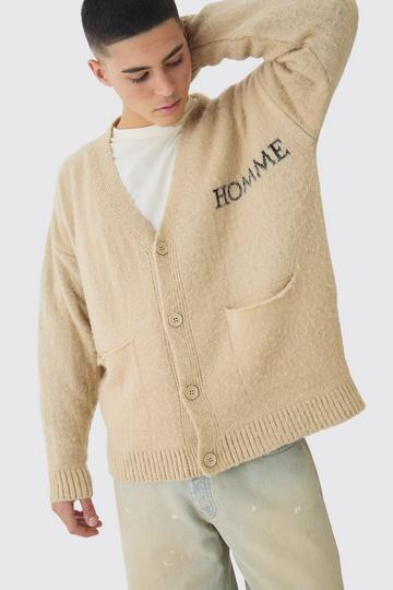 Homme Fluffy Knit Cardigan ecru