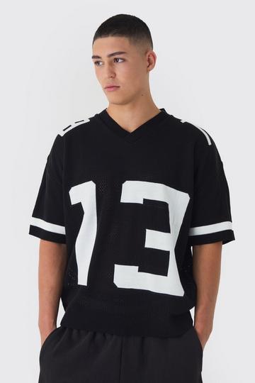 Black Open Stitch Varsity Jumper