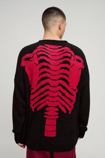 Oversized Boucle Knit Skeleton Jumper black