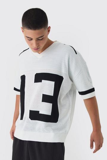 Open Stitch Varsity Jumper white