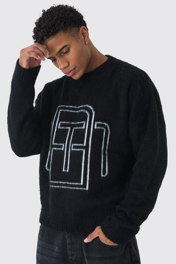 Oversized Fluffy Knit BM Jumper black