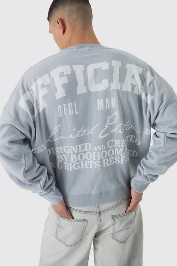 Boxy Official Varsity Knitted Sweatshirt grey