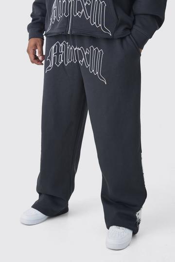 Plus Acid Wash Gebleekte Baggy Cherub Joggingbroek charcoal