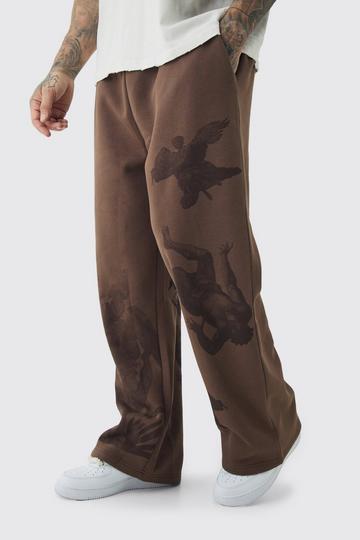 Brown Tall Relaxed Renaissance Print Joggers