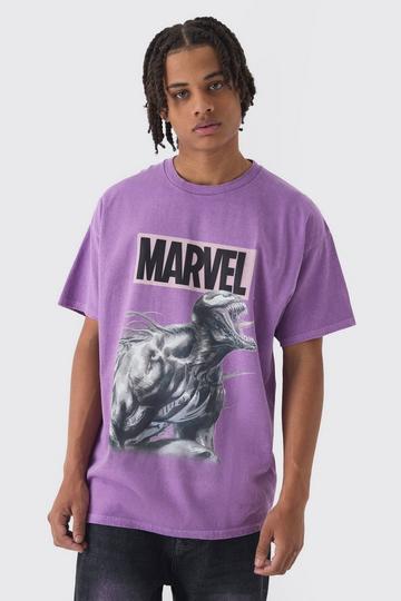 Oversized Gelicenseerd Gebleekt Marvel Venom T-Shirt purple