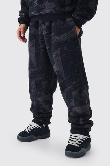 Oversized Borg Gothic Print Cuffed Jogger black