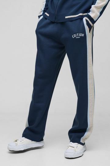 Edition Contrasterend Gestreepte Wide Leg Joggingbroek blue