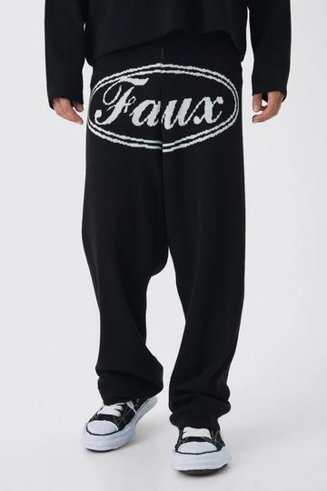 Relaxed Wide Leg Moto BHM Knitted Jogger black