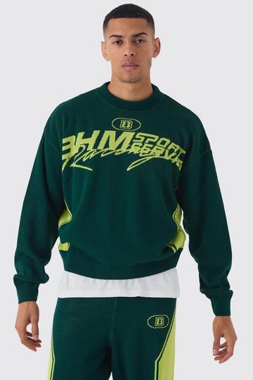 Boxy Moto Knitted Sweatshirt green