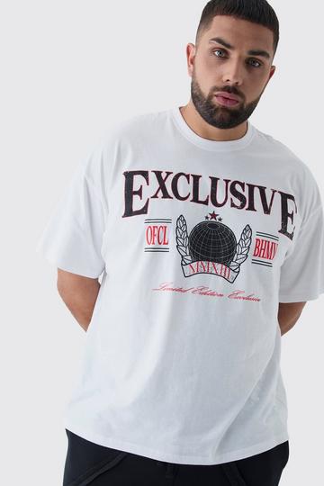 White Plus Oversized Fit Exclusive Print T-Shirt