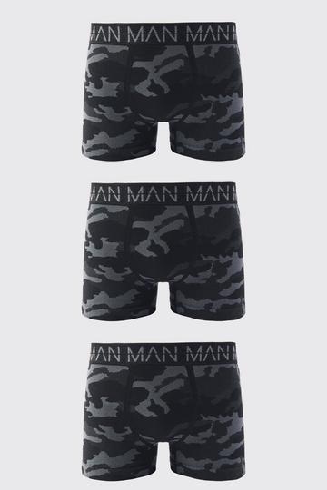 Man Active Camo Seamless Boxer 3 Pack black