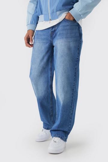 Brown Relaxed Rigid Jeans in Light Blue