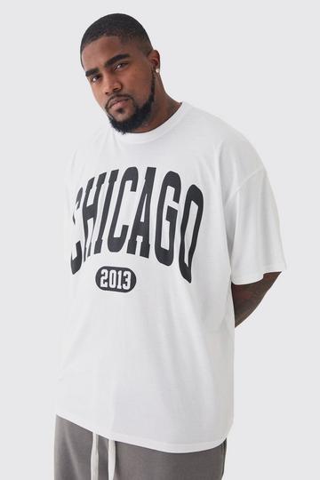 Plus Oversized Chicago Varsity Graphic T-Shirt white