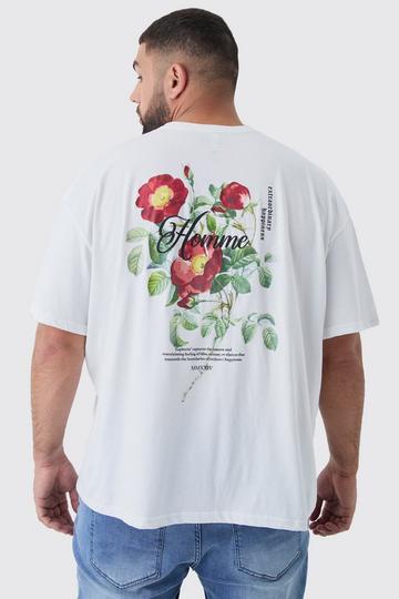 Plus Homme Floral Graphic T-Shirt ecru