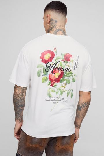 Tall Homme Bloemen T-Shirt Met Print ecru