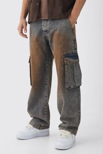 Relaxed Rigid Tinted Cargo Denim Jeans antique wash