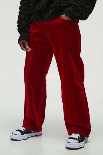 Relaxed Rigid Flocked Denim Jeans red