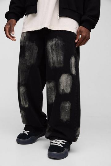 Baggy Rigid Bleached Denim Jeans black