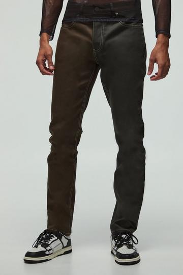 Onbewerkte Gesplitste Slim Fit Jeans Met Coating black