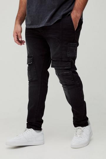 Plus Heavyweight Skinny Fit Contrast Panel Zip Hem Trousers charcoal