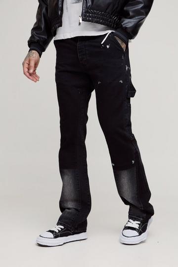 Tall Slim Flared Carpenter Jeans washed black